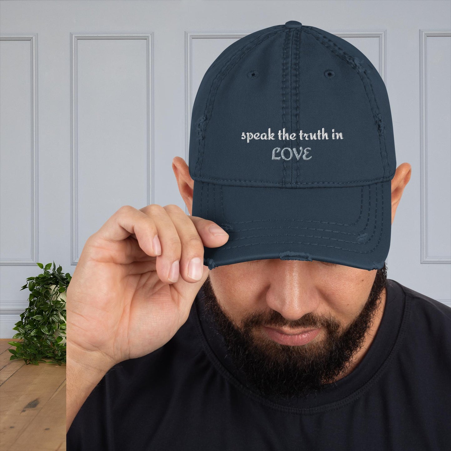 Speak the Truth in Love (grey) -Distressed Dad Hat