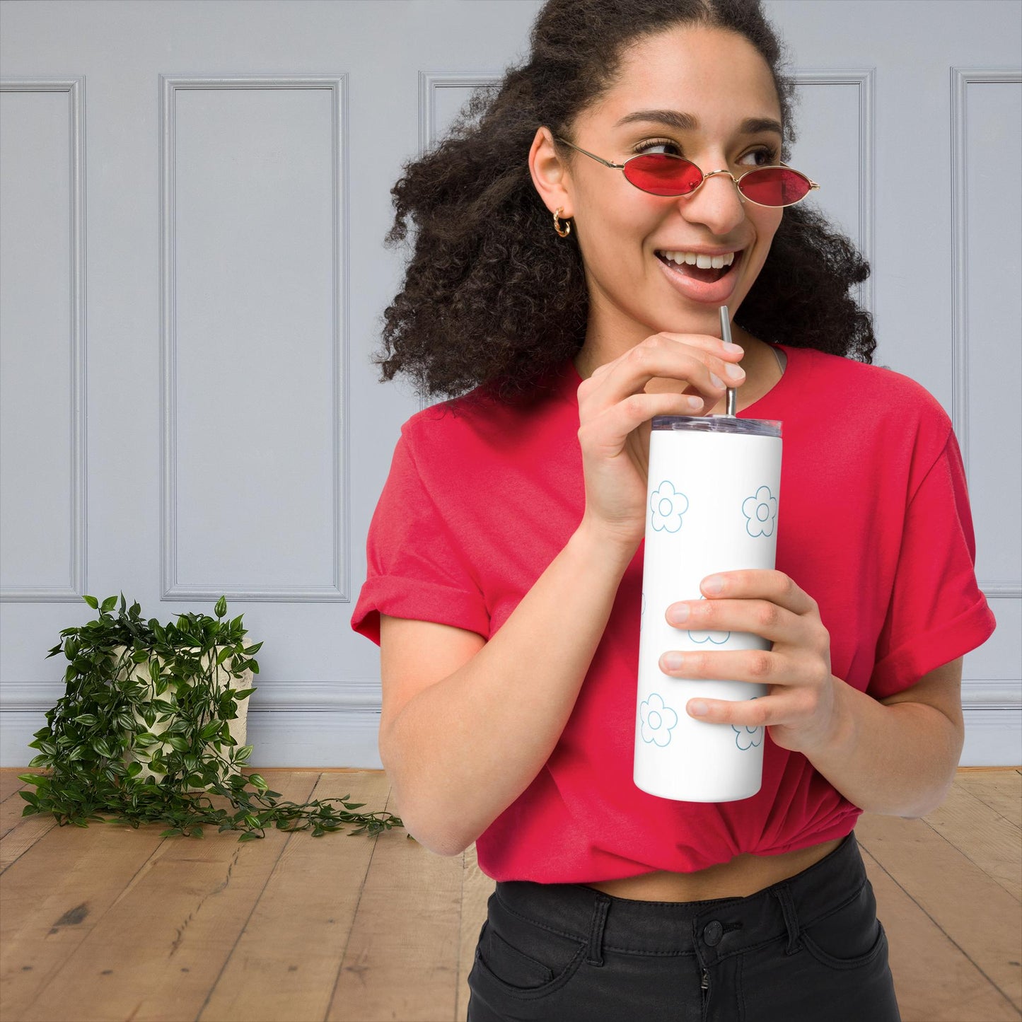 Blue Flowers Stainless steel tumbler