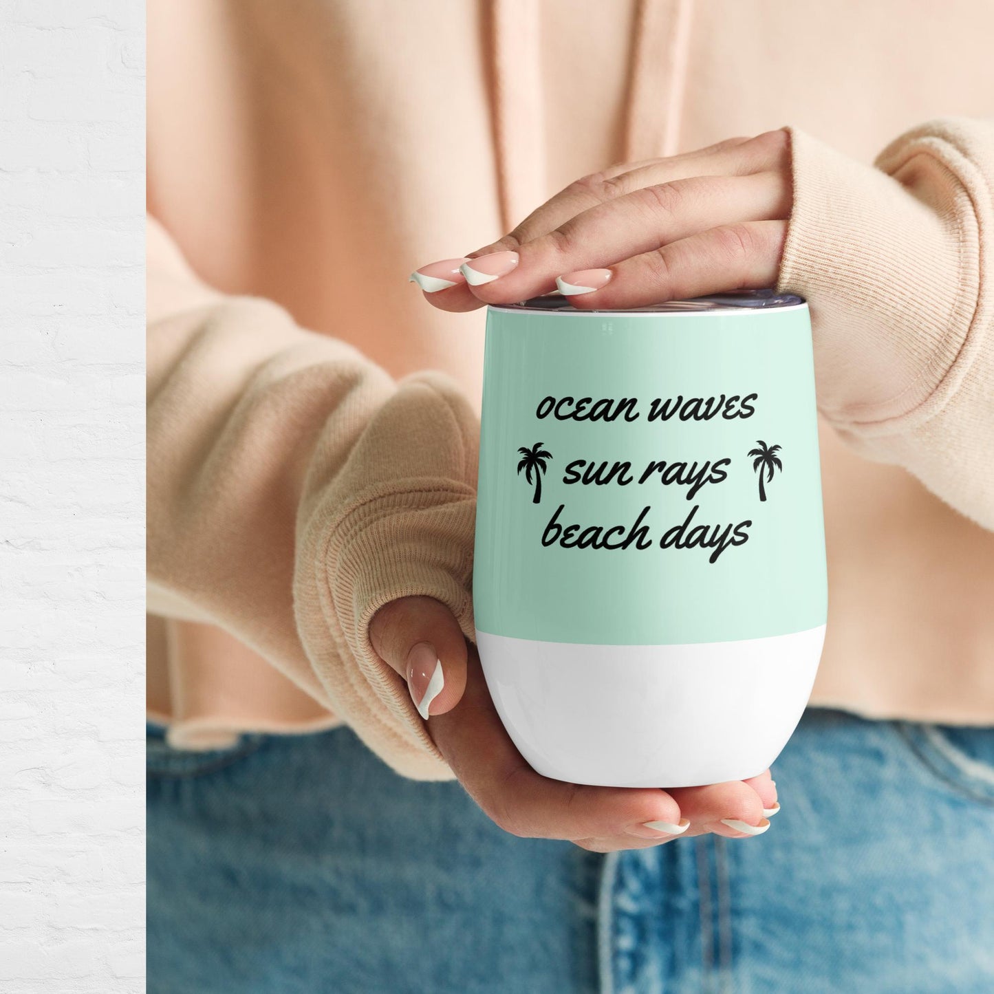 Ocean Waves, Sun Rays, Beach Days - Wine tumbler