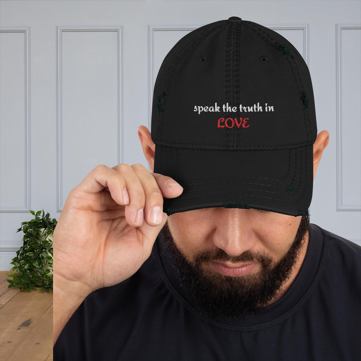 Speak the Truth in Love (red) -Distressed Dad Hat