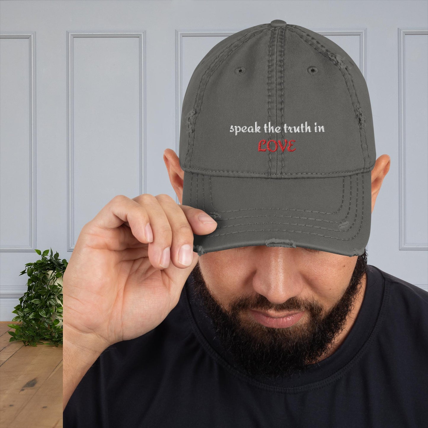 Speak the Truth in Love (red) -Distressed Dad Hat