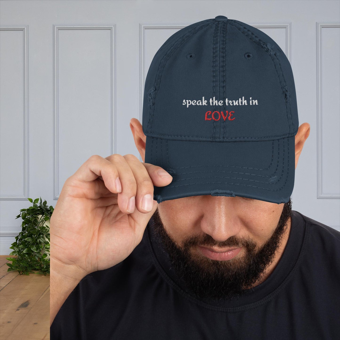 Speak the Truth in Love (red) -Distressed Dad Hat