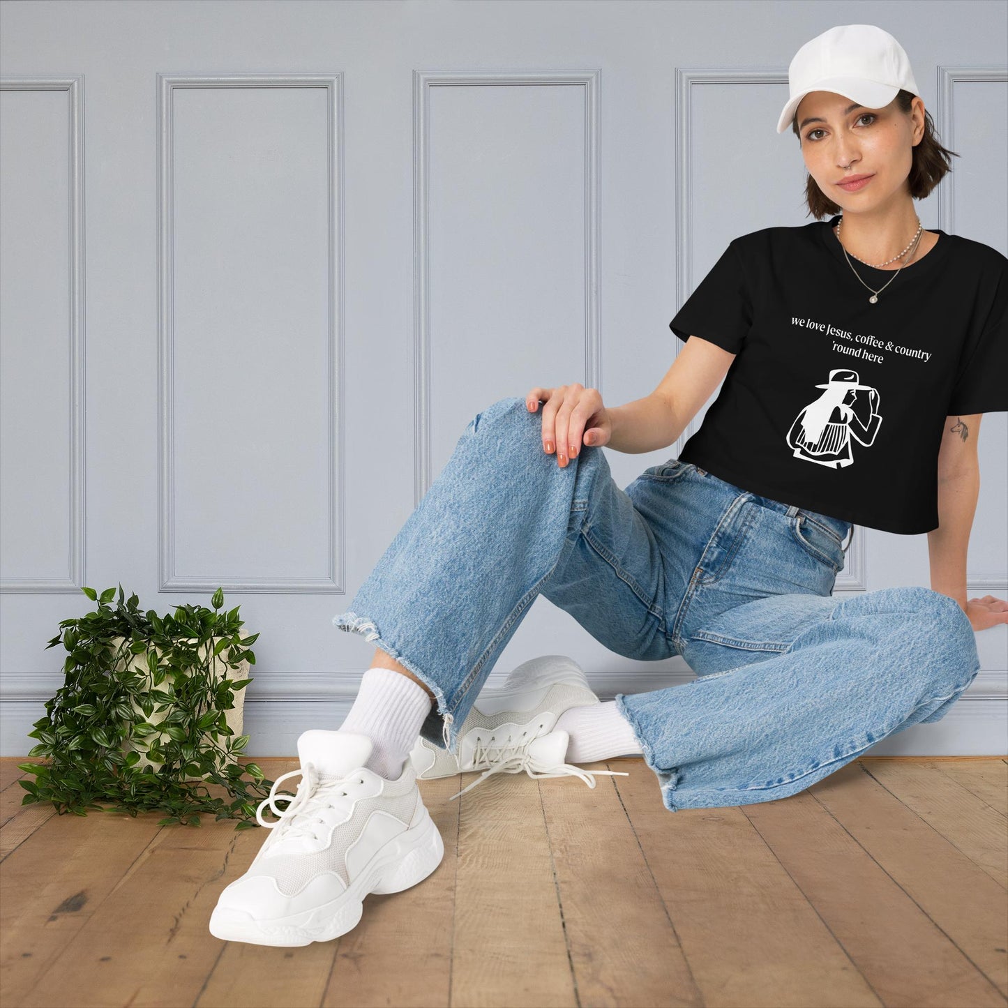 We Love Jesus, Coffee, & Country - Women’s crop top